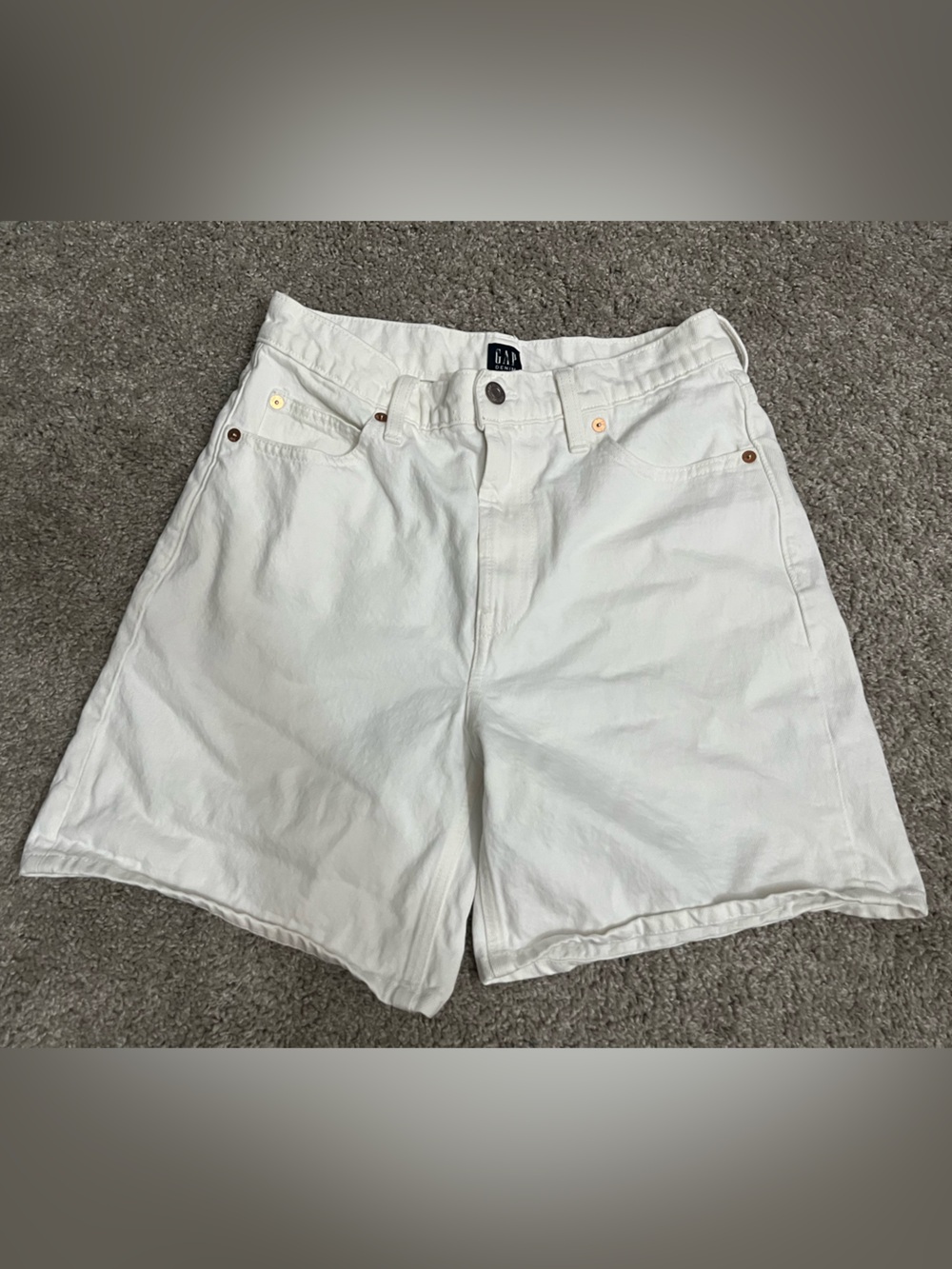 GAP White High-Rise Denim Mom Shorts